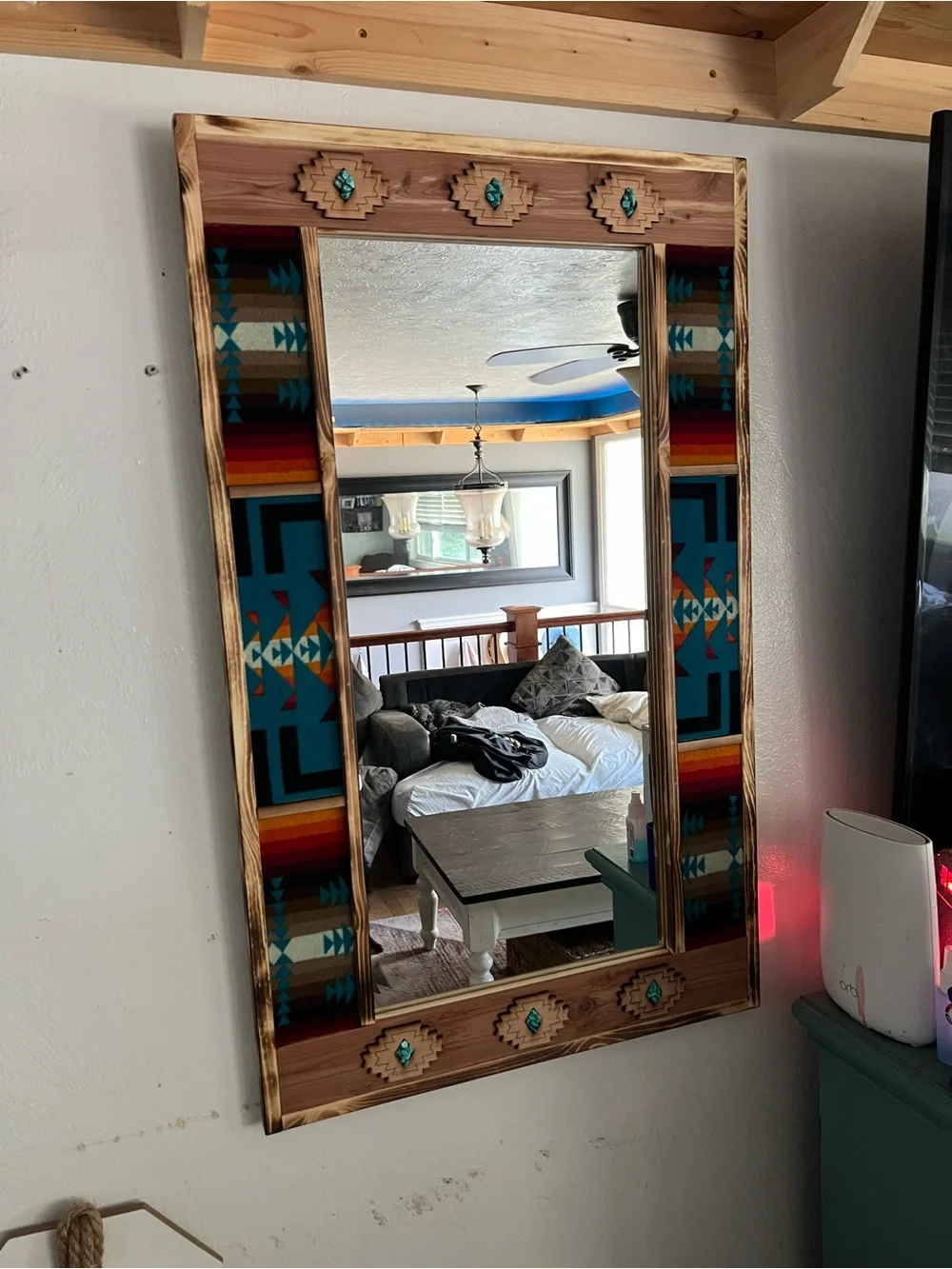 Handmade Genuine Pendleton Southwestern Wall Mirror 🤎💙 24x30